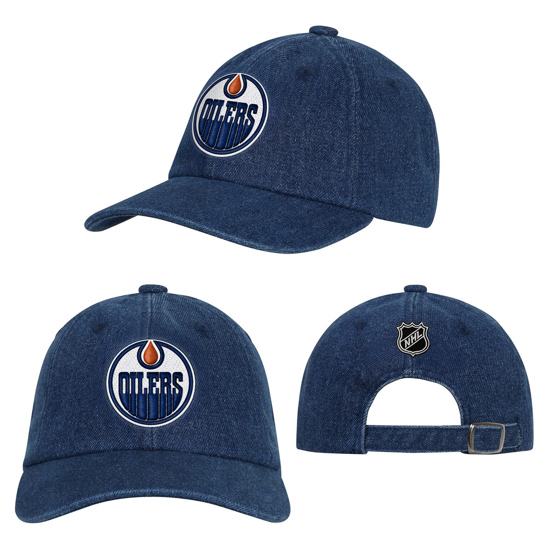 Edmonton Oilers Youth Outerstuff Denim Slouch Adjustable Hat