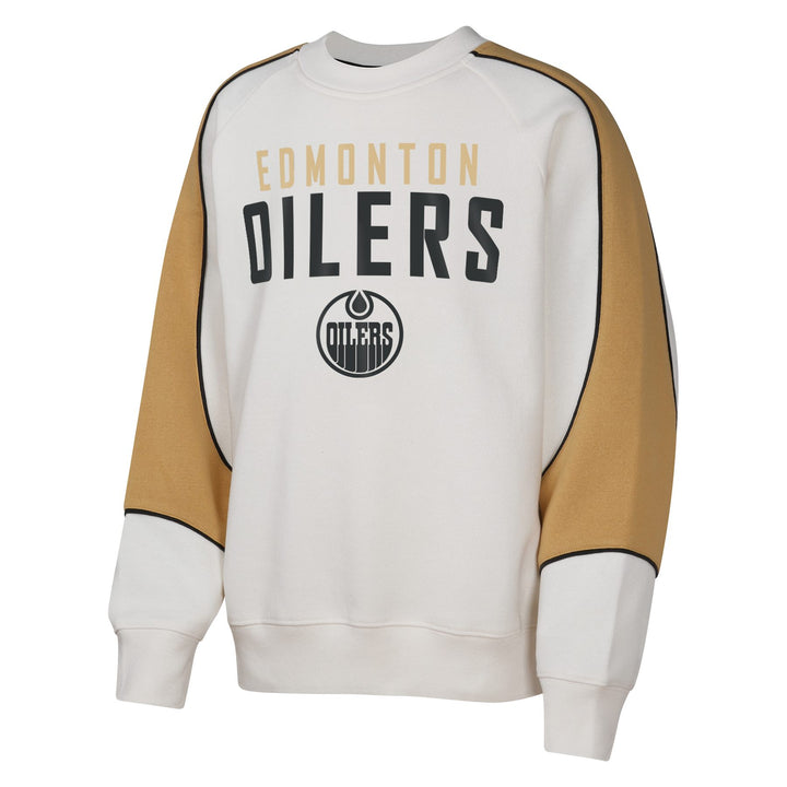 Edmonton Oilers Youth Outerstuff Effortless Dangle Cream Crewneck Sweatshirt