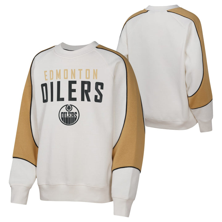 Edmonton Oilers Youth Outerstuff Effortless Dangle Cream Crewneck Sweatshirt