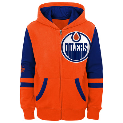 Edmonton Oilers Youth Outerstuff Faceoff Orange Full-Zip Hoodie