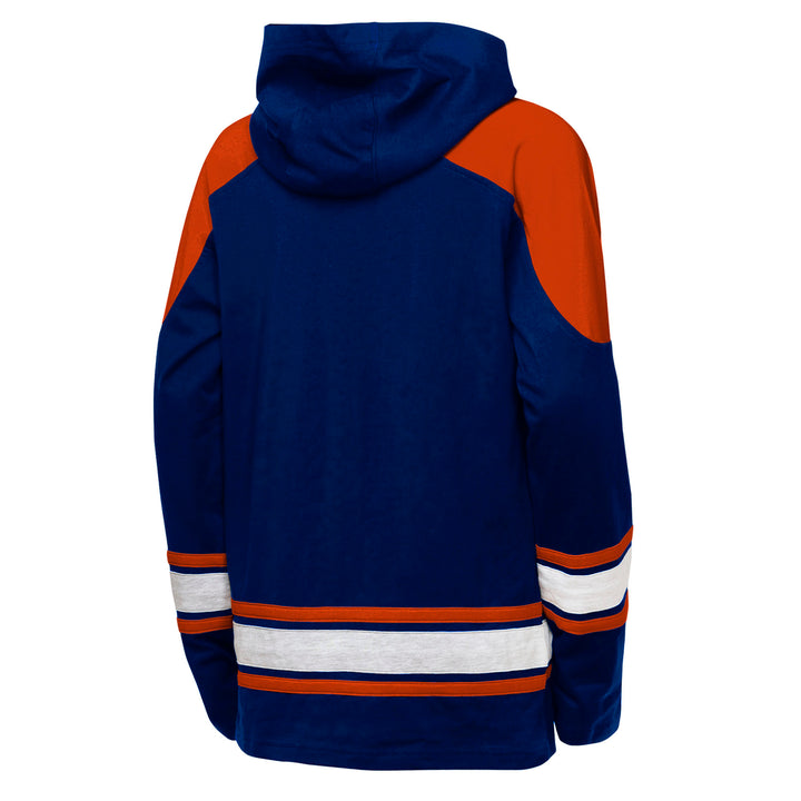 Edmonton Oilers Youth Outerstuff Gear Up Fashion Jersey Long Sleeve Blue Hooded Shirt