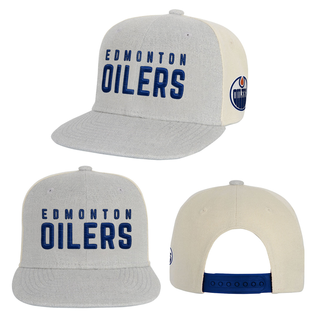 Edmonton Oilers Youth Outerstuff Grey Line Up Snapback Hat