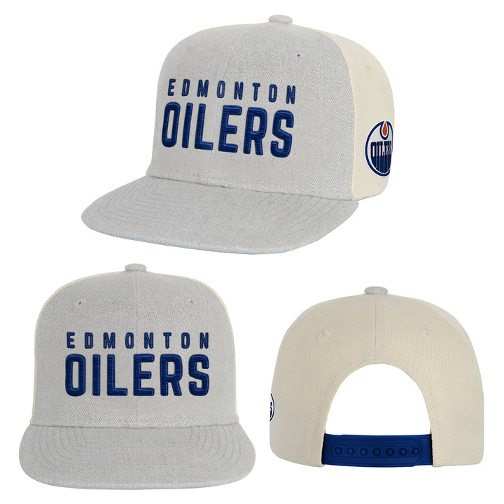 Edmonton Oilers Youth Outerstuff Grey Line Up Snapback Hat