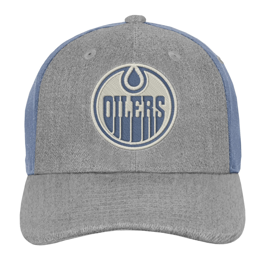 Edmonton Oilers Youth Outerstuff Grey & Purple Pastel Slouch Adjustable Hat