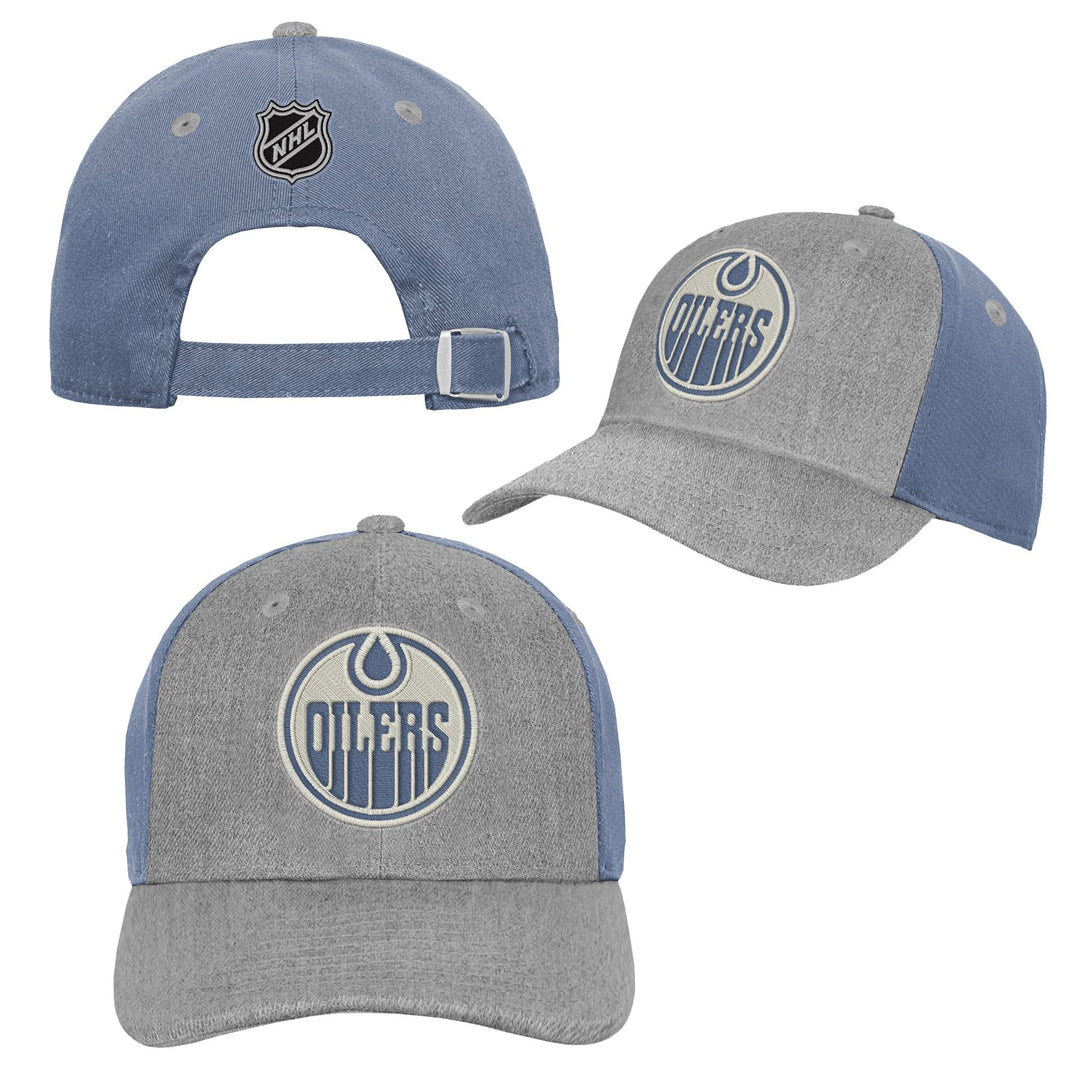 Edmonton Oilers Youth Outerstuff Grey & Purple Pastel Slouch Adjustable Hat