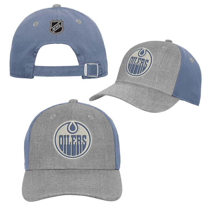 Edmonton Oilers Youth Outerstuff Grey & Purple Pastel Slouch Adjustable Hat
