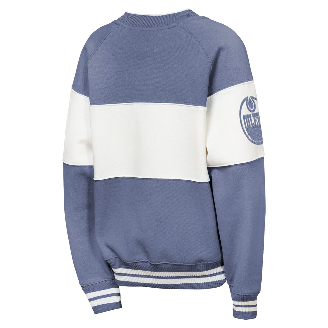 Edmonton Oilers Youth Outerstuff Natural Blue & White Crewneck Sweatshirt