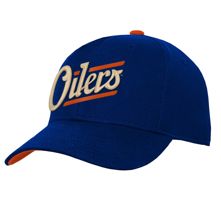 Edmonton Oilers Youth Outerstuff Precurved Alternate Logo Blue Snapback Hat