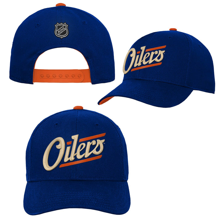 Edmonton Oilers Youth Outerstuff Precurved Alternate Logo Blue Snapback Hat