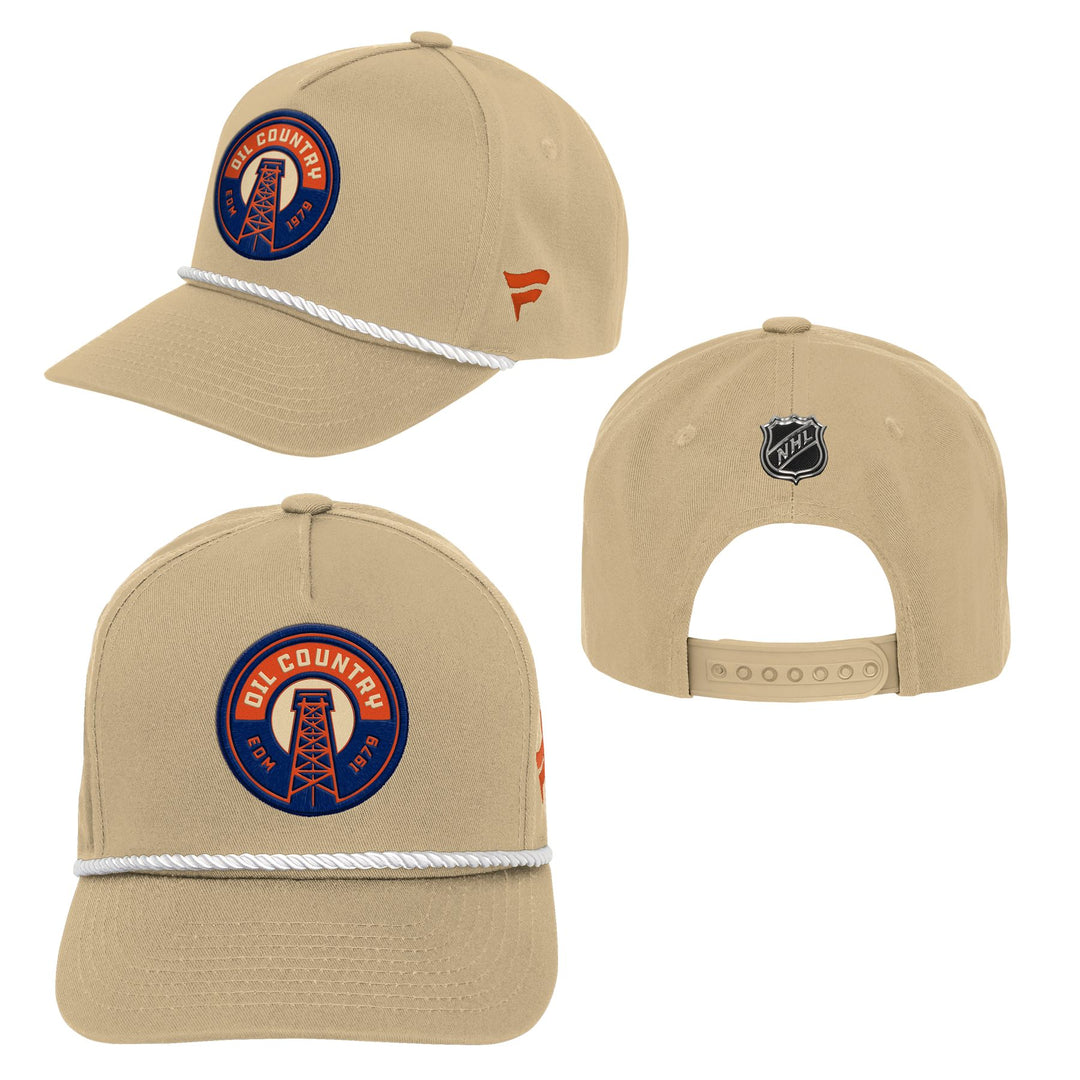 Edmonton Oilers Youth Outerstuff Authentic Pro Alternate Logo Cream Snapback Hat
