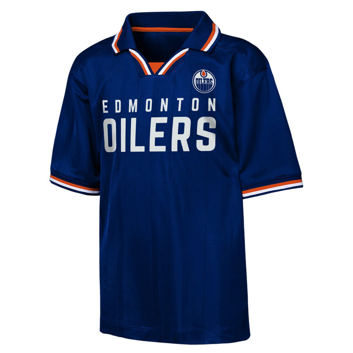 Edmonton Oilers Youth Outerstuff Stadium Fashion Collar Blue T-Shirt