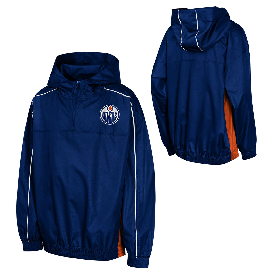 Edmonton Oilers Youth Outerstuff Supremacy Blue Quarter Zip Jacket