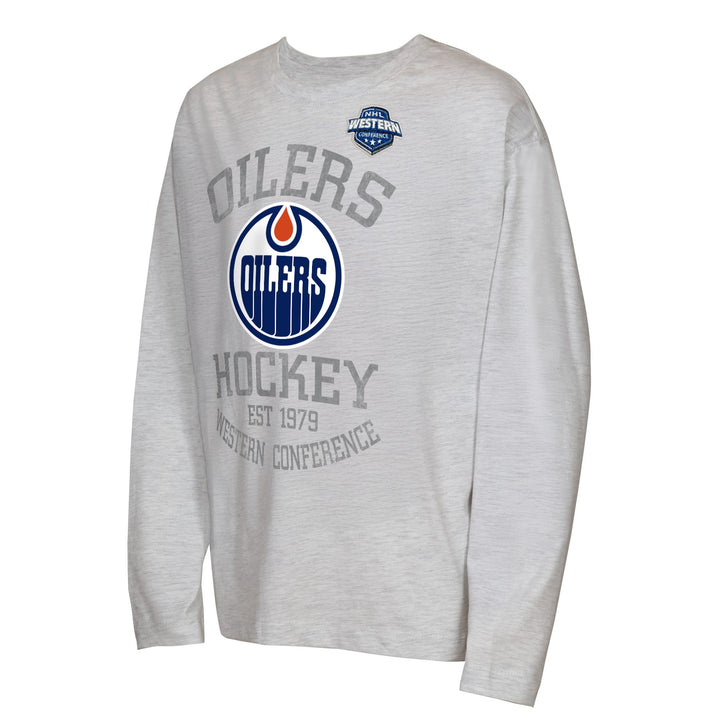 Edmonton Oilers Youth Outerstuff Upper Deck Grey Long Sleeve Shirt