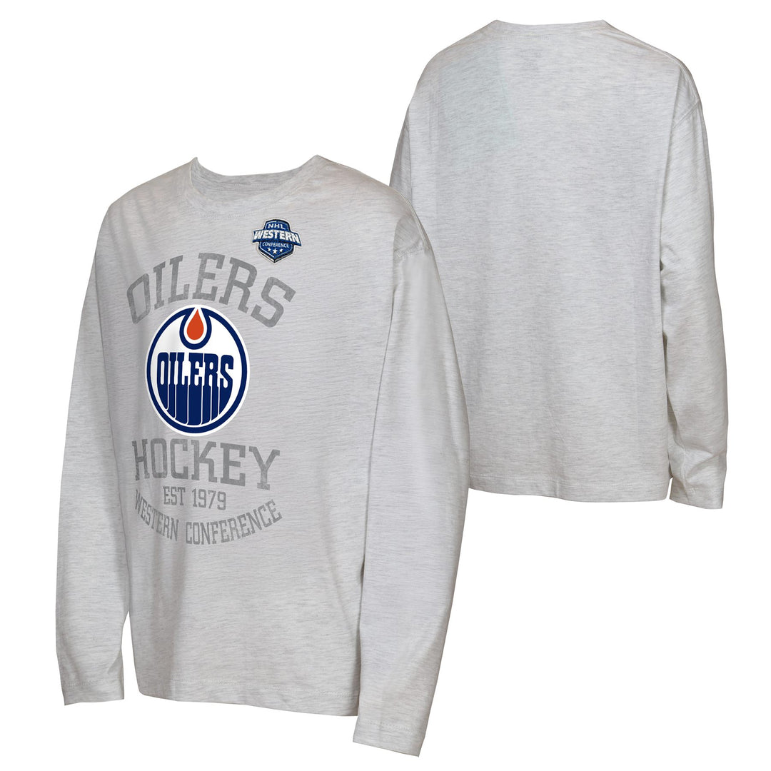 Edmonton Oilers Youth Outerstuff Upper Deck Grey Long Sleeve Shirt
