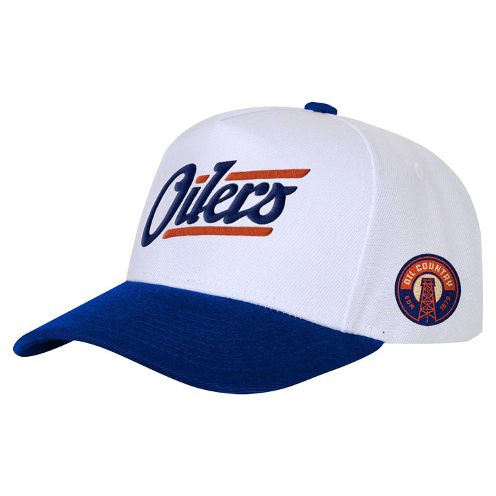 Edmonton Oilers Youth Outerstuff White & Blue Alternate Logo Pro Crown Snapback Hat
