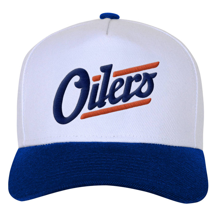 Edmonton Oilers Youth Outerstuff White & Blue Alternate Logo Pro Crown Snapback Hat