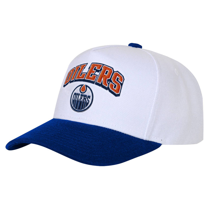 Edmonton Oilers Youth Outerstuff White & Blue Hockey Pro Crown Snapback Hat