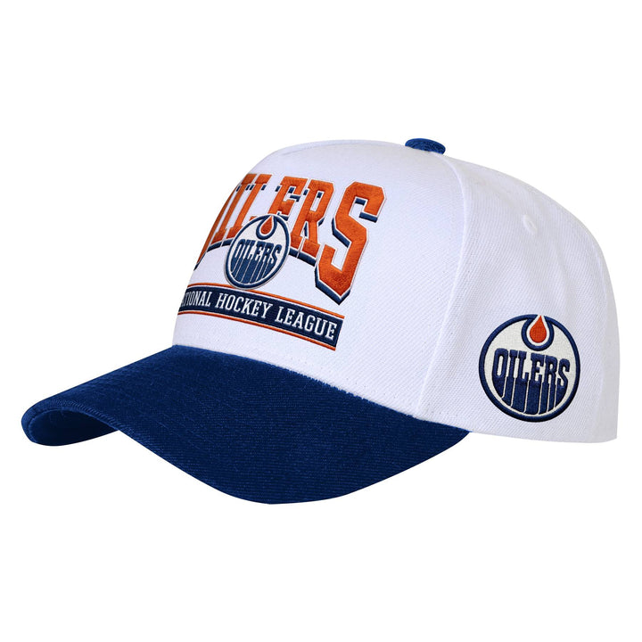 Edmonton Oilers Youth Outerstuff White & Blue Spirit Pro Crown Snapback Hat