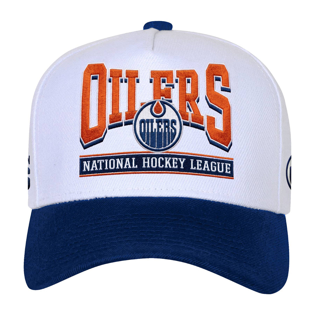 Edmonton Oilers Youth Outerstuff White & Blue Spirit Pro Crown Snapback Hat