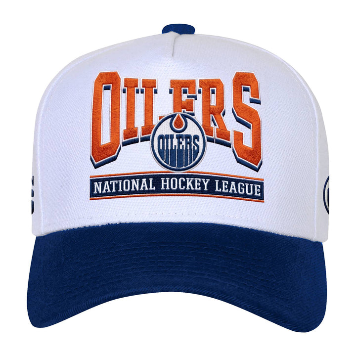 Edmonton Oilers Youth Outerstuff White & Blue Spirit Pro Crown Snapback Hat