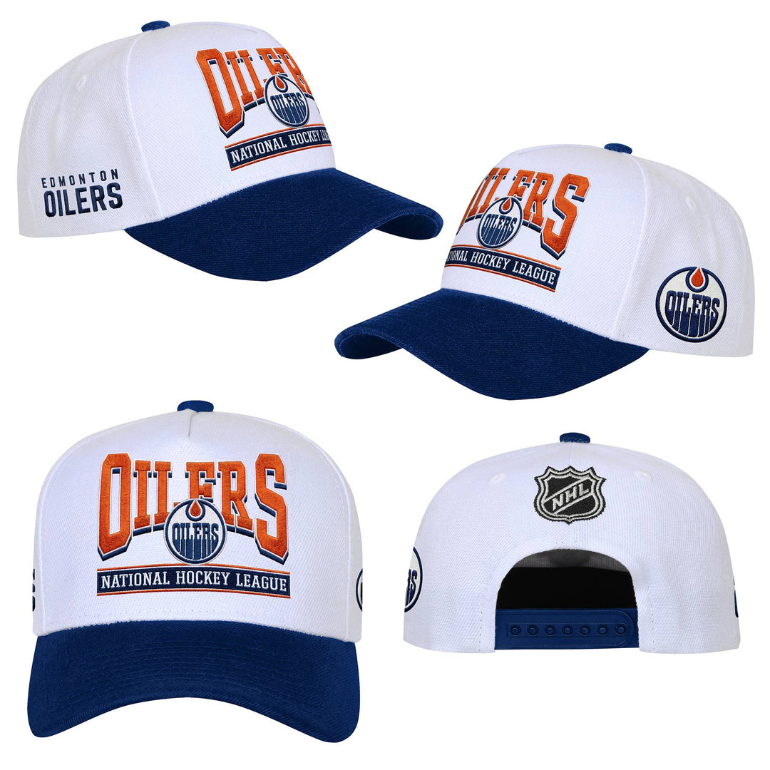 Edmonton Oilers Youth Outerstuff White & Blue Spirit Pro Crown Snapback Hat