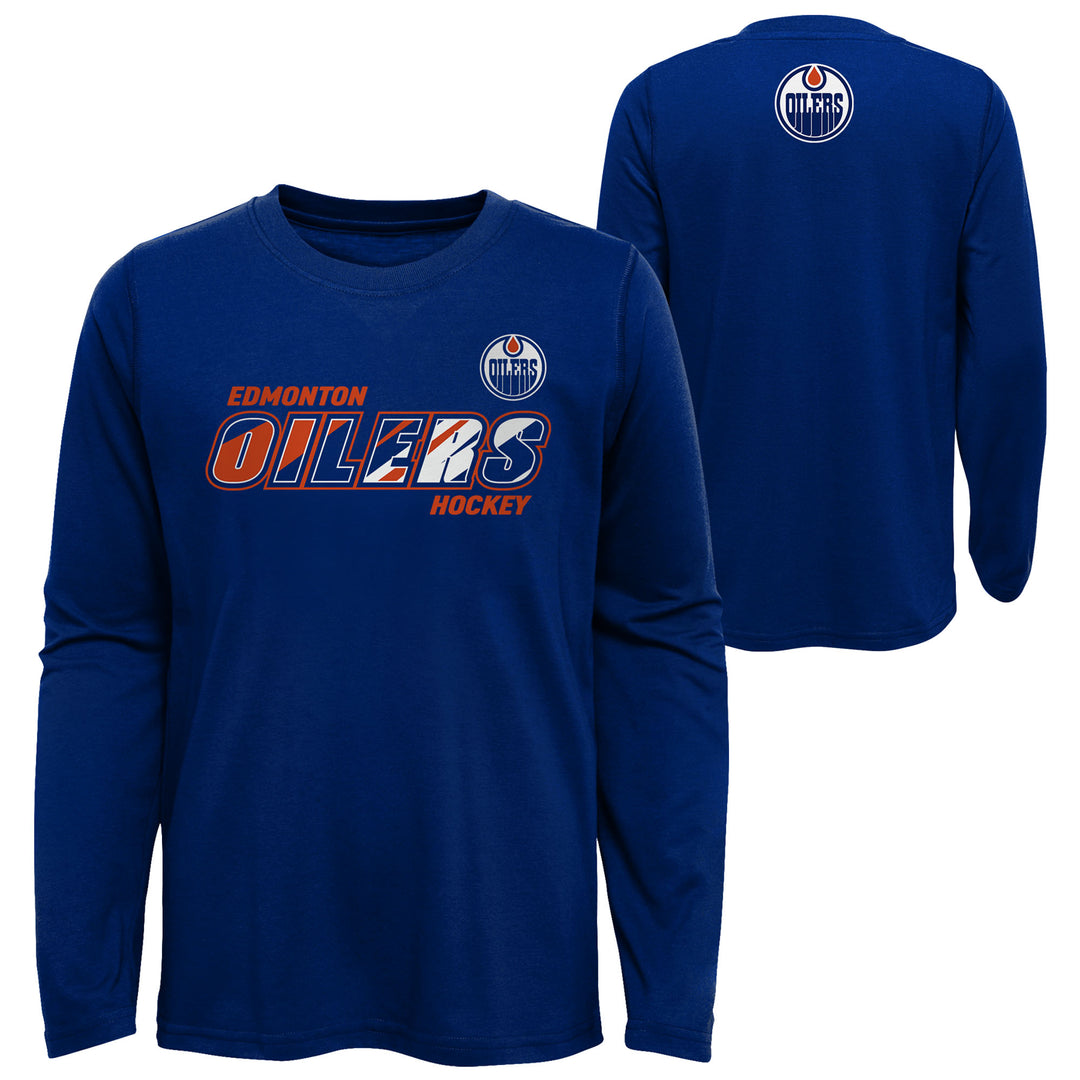 Edmonton Oilers Youth Rink Reimagined Blue Long Sleeve Shirt
