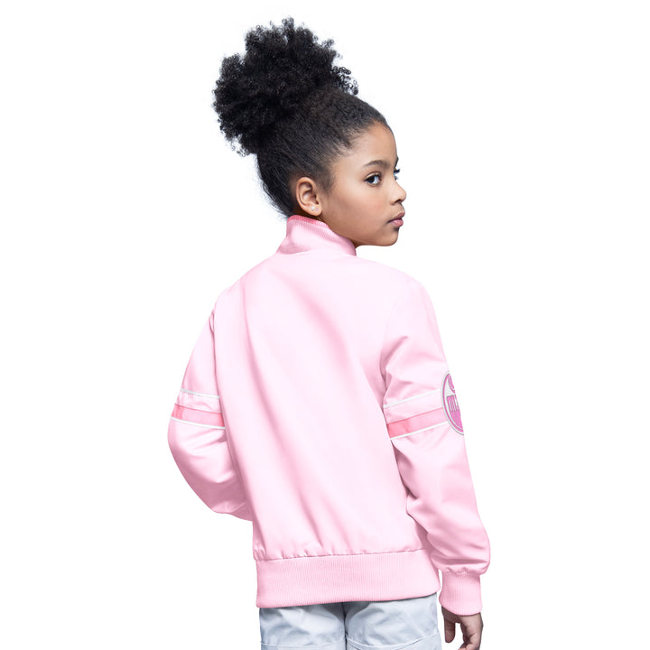 Edmonton Oilers Youth Starter Pink Arena Button Up Jacket