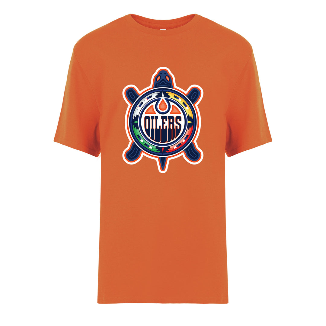 Edmonton Oilers Youth Turtle Island Orange Logo T-Shirt