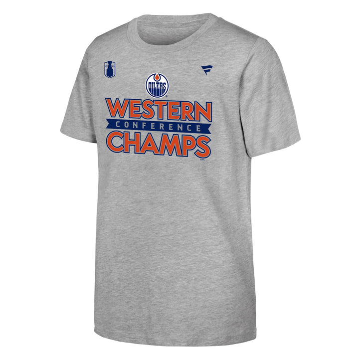 Edmonton Oilers Youth 2024 Stanley Cup Playoffs Fanatics Western Conference Champs T-Shirt