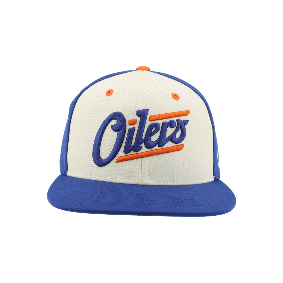 Edmonton Oilers Zephyr Cream & Blue Alternate Logo Official Snapback Hat