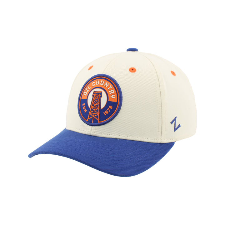 Edmonton Oilers Zephyr Cream & Blue Secondary Logo Competitor Snapback Hat