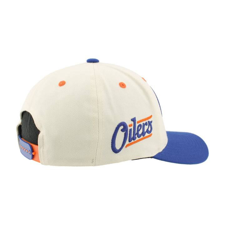 Edmonton Oilers Zephyr Cream & Blue Secondary Logo Competitor Snapback Hat