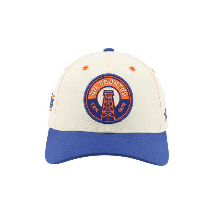 Edmonton Oilers Zephyr Cream & Blue Secondary Logo Competitor Snapback Hat