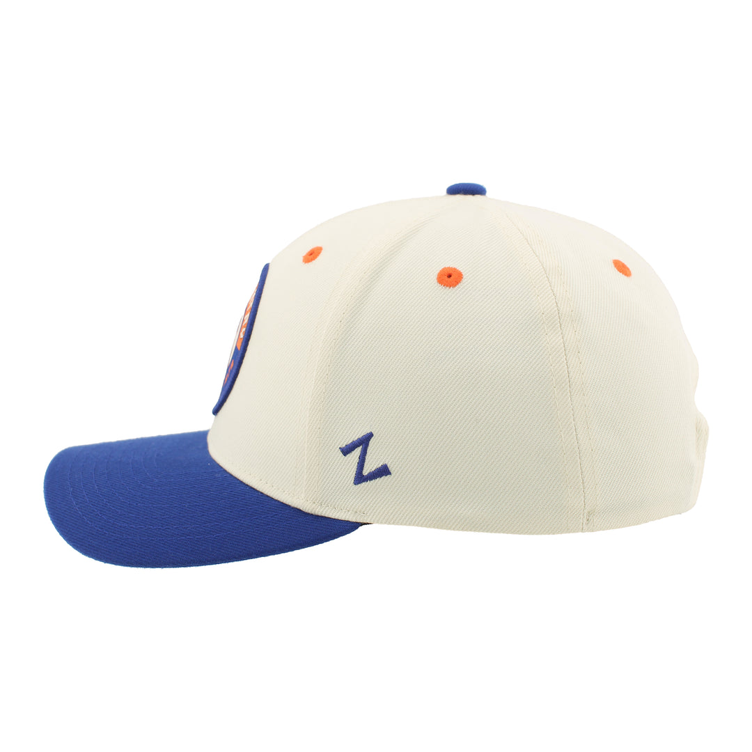 Edmonton Oilers Zephyr Cream & Blue Secondary Logo Competitor Snapback Hat