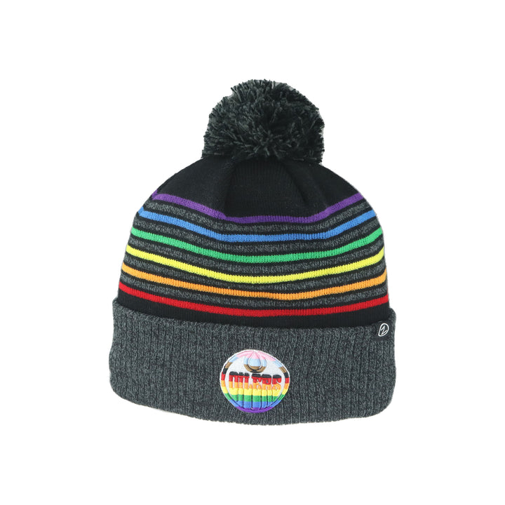 Edmonton Oilers Zephyr Pride Black Striped Jacquard Toque w/ Pom