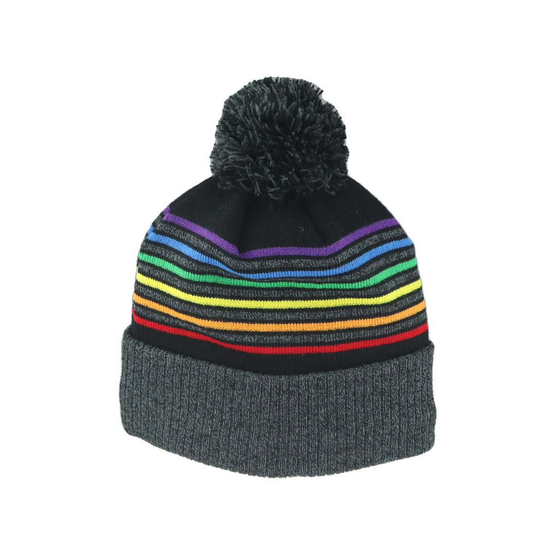 Edmonton Oilers Zephyr Pride Black Striped Jacquard Toque w/ Pom