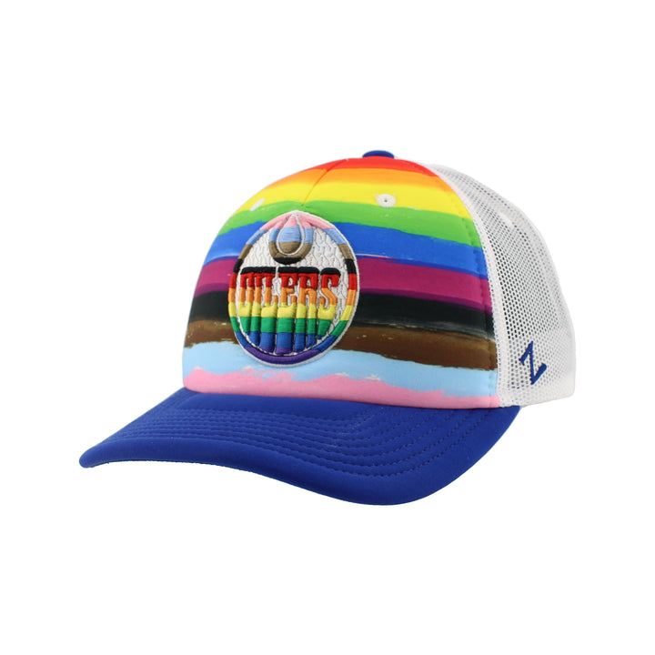 Edmonton Oilers Zephyr Pride Rainbow Striped Snapback Hat