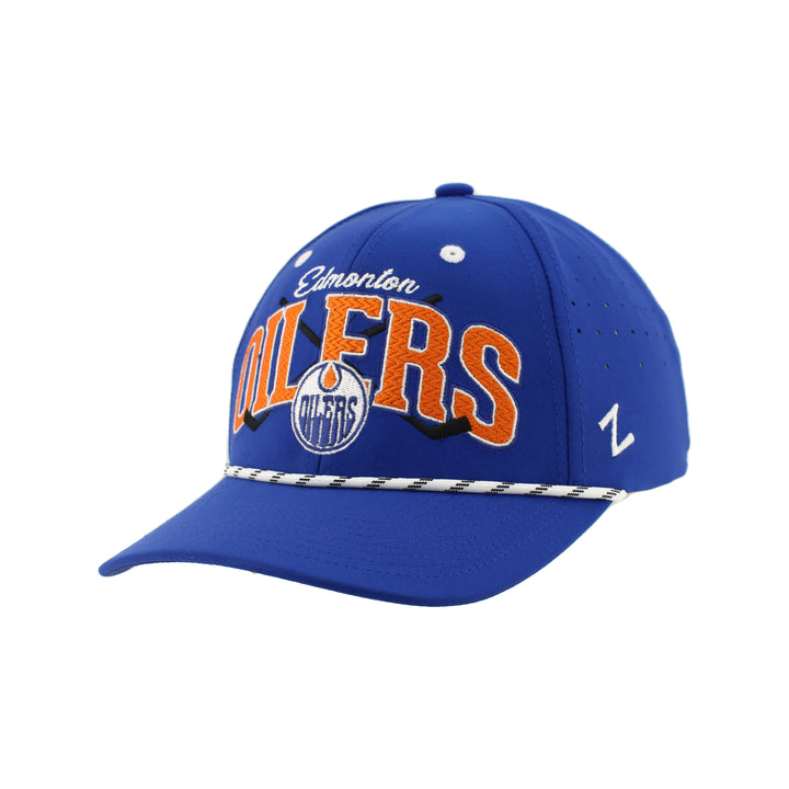 Edmonton Oilers Zephyr Royal Rope Cross-Check Snapback Hat