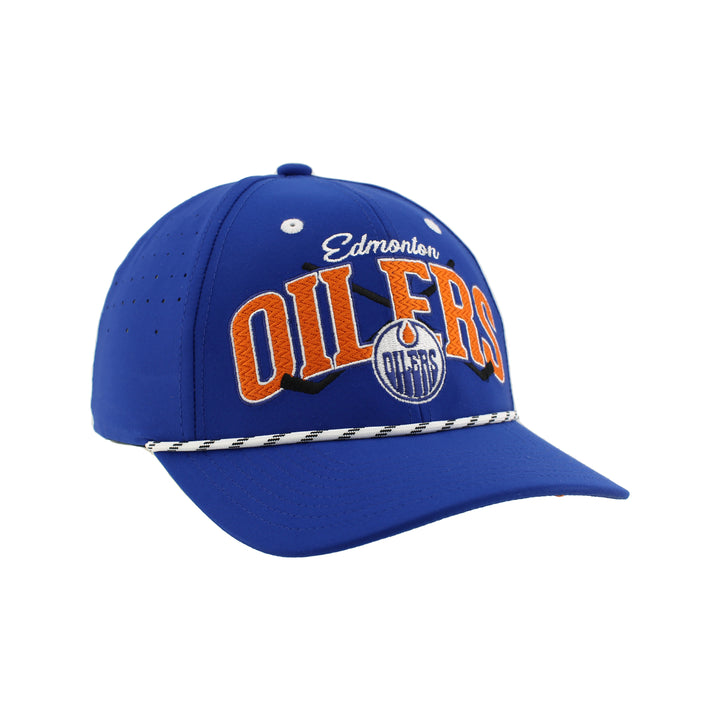 Edmonton Oilers Zephyr Royal Rope Cross-Check Snapback Hat