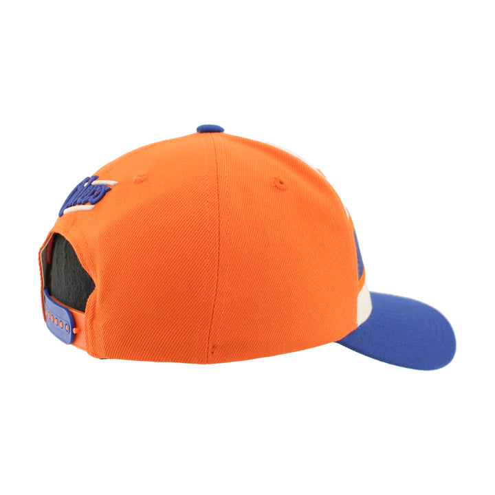 Edmonton Oilers Zephyr Cream/Orange/Blue Secondary Logo Striped Competitor Snapback Hat