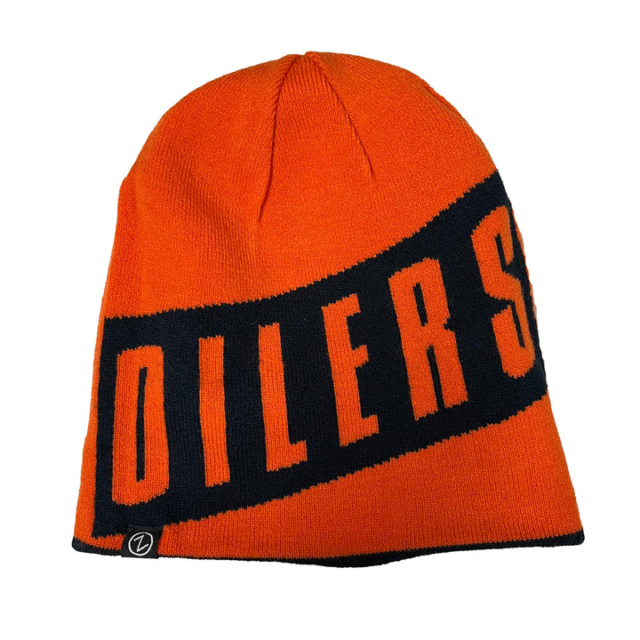 Edmonton Oilers Zephyr Splice Reversible Orange & Navy Beanie Toque