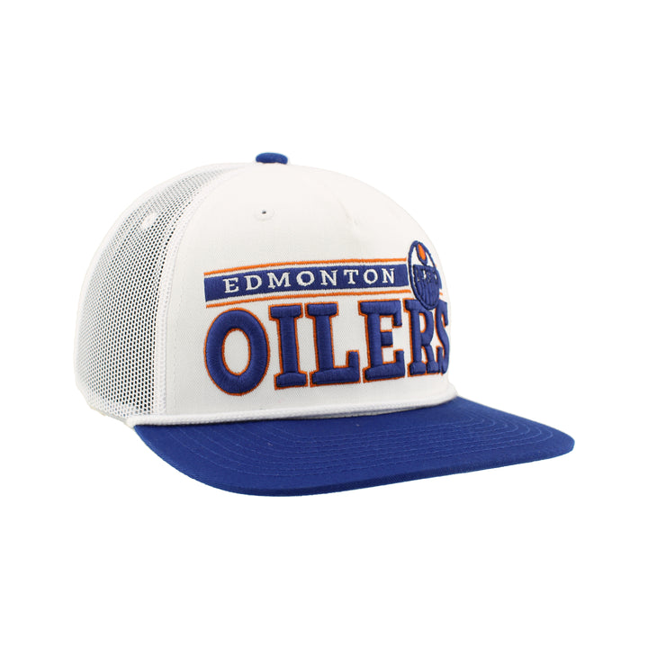 Edmonton Oilers Zephyr White Rope Steely Mesh Snapback Hat