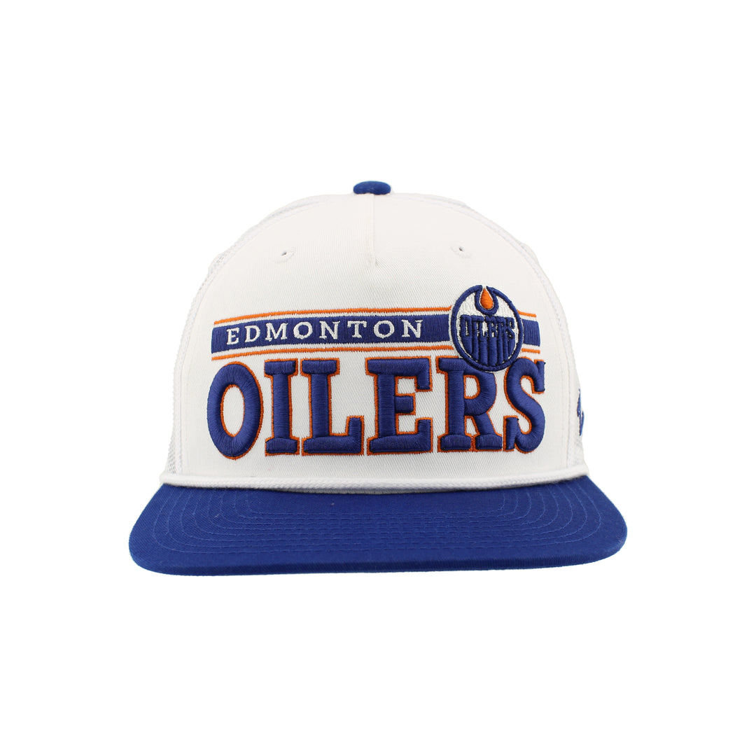 Edmonton Oilers Zephyr White Rope Steely Mesh Snapback Hat