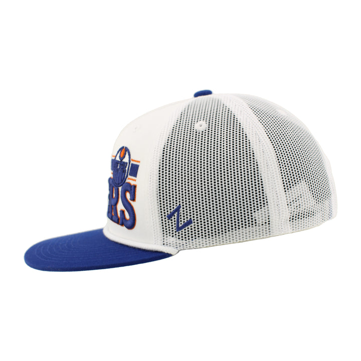 Edmonton Oilers Zephyr White Rope Steely Mesh Snapback Hat