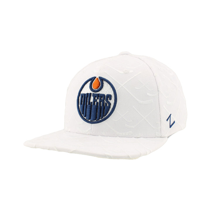 Edmonton Oilers Zephyr White Top-Shelf Snapback Hat