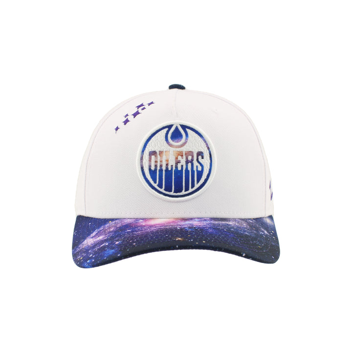 Edmonton Oilers Zephyr White & Purple Galaxy Snapback Hat