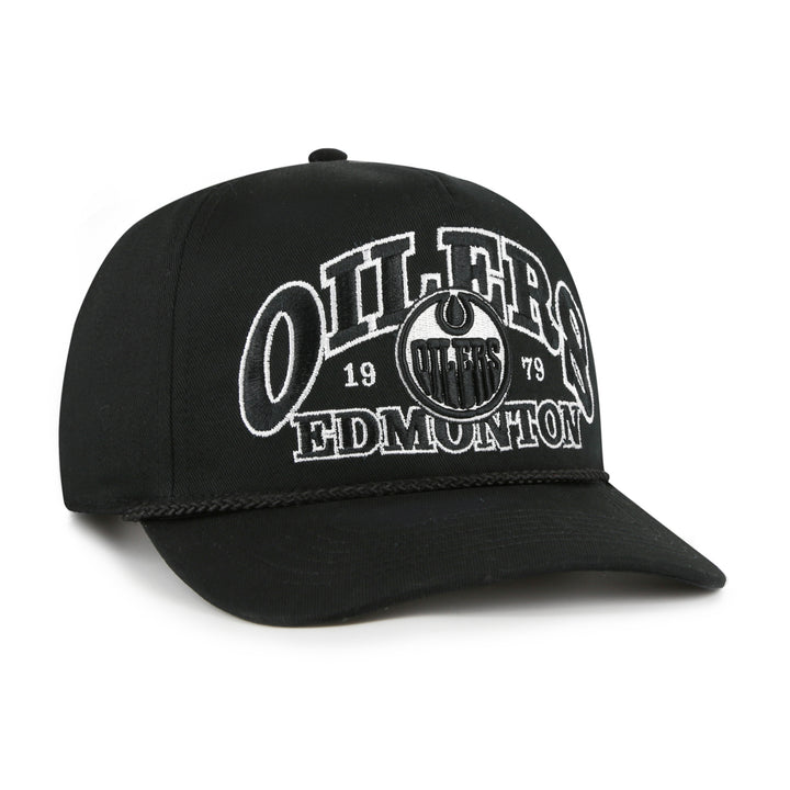 Edmonton Oilers '47 Black Break Wood Rope Hitch Snapback Hat