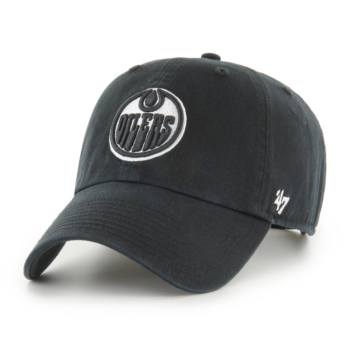 Edmonton Oilers '47 Black & White Clean Up Adjustable Hat