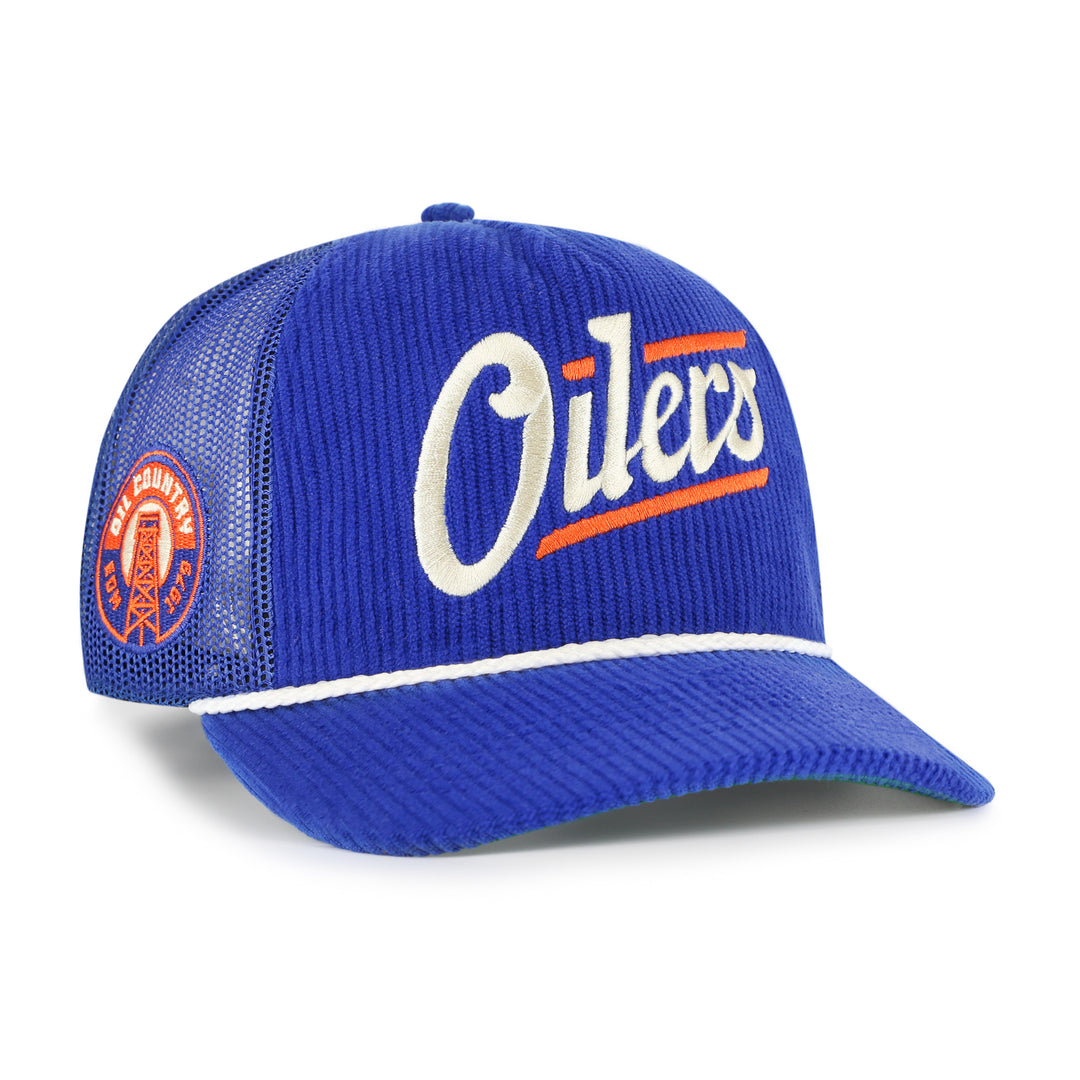 Edmonton Oilers '47 Blue Corduroy Double Header Hitch Snapback Hat