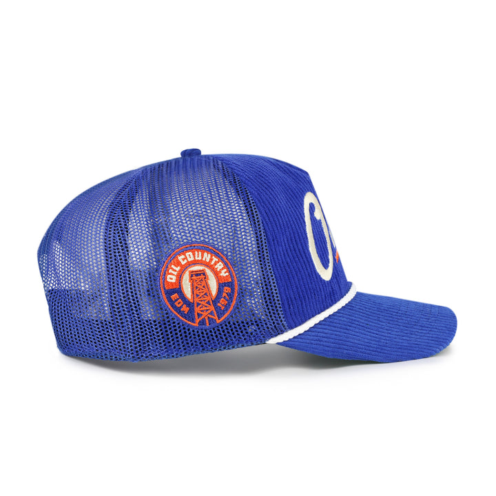 Edmonton Oilers '47 Blue Corduroy Double Header Hitch Snapback Hat
